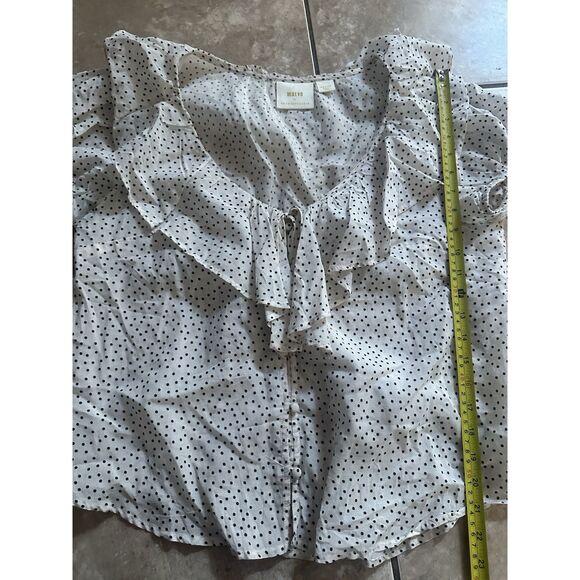 Maeve By Anthropologie M Polka Dot Ruffle Blouse Top - Picture 5 of 6